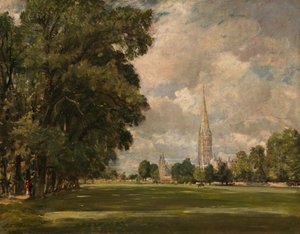 Kathedraal van Salisbury vanuit Lower Marsh Close, 1820